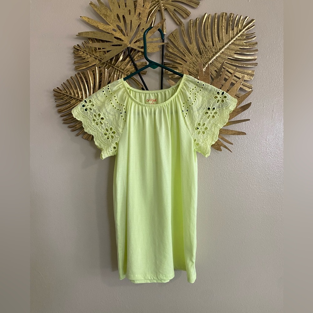 Cat & Jack Light Green Eyelet Sleeve Dress